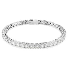 Matrix-Armband, Rundschliff, weiss, rhodiniert