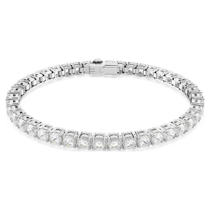 Matrix-Armband, Rundschliff, weiss, rhodiniert Matrix-Armband, Rundschliff, weiss, rhodiniert