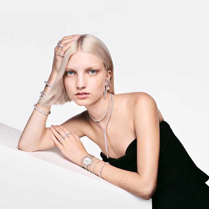 Matrix-Armband, Rundschliff, weiss, rhodiniert Matrix-Armband, Rundschliff, weiss, rhodiniert
