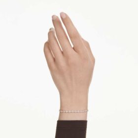 Matrix-Armband, Rundschliff, weiss, vergoldet