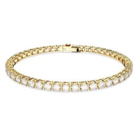 Matrix-Armband, Rundschliff, weiss, vergoldet