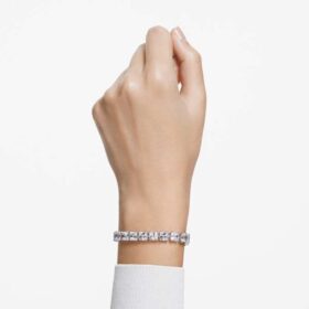Matrix-Armband weiss, rhodiniert