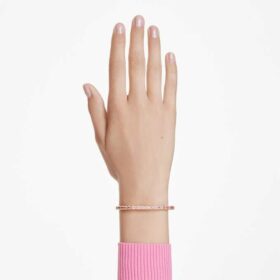 Matrix-Armreif im Baguette-Schliff, achteckige Form, rosa, goldfarben plattiert