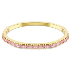 Matrix-Armreif im Baguette-Schliff, achteckige Form, rosa, goldfarben plattiert