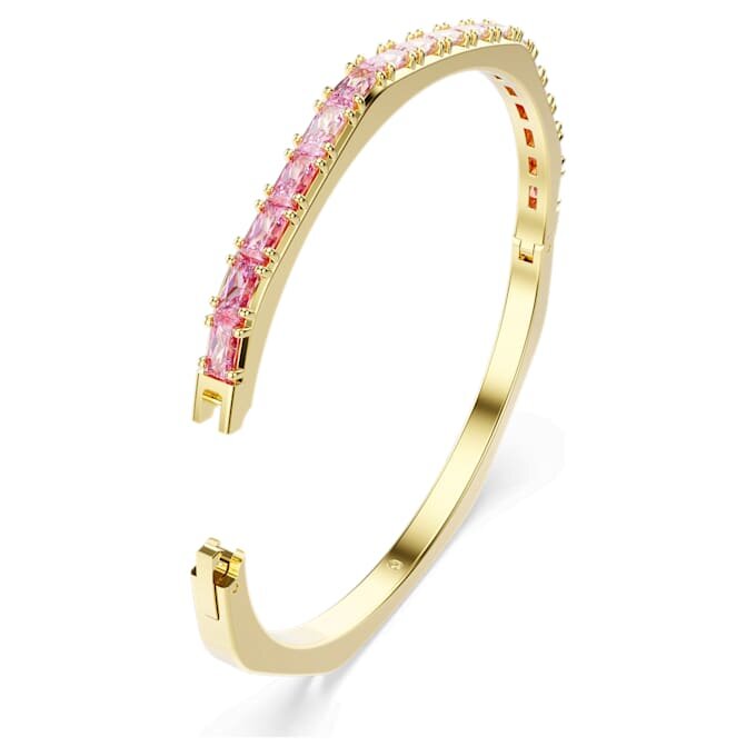 Matrix-Armreif im Baguette-Schliff, achteckige Form, rosa, goldfarben plattiert Matrix-Armreif im Baguette-Schliff, achteckige Form, rosa, goldfarben plattiert