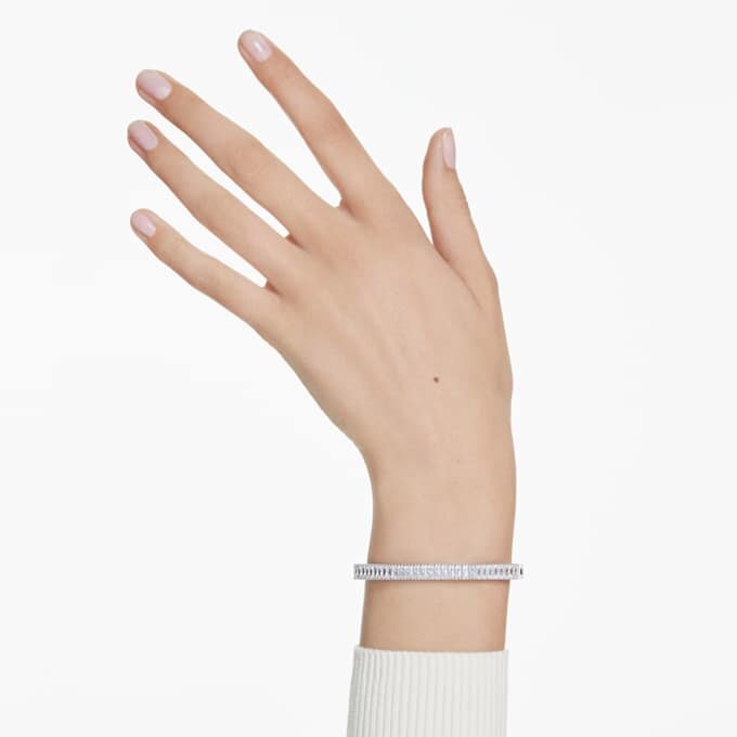 Matrix-Armreif im Baguette-Schliff, achteckige Form, weiss, rhodiniert Matrix-Armreif im Baguette-Schliff, achteckige Form, weiss, rhodiniert