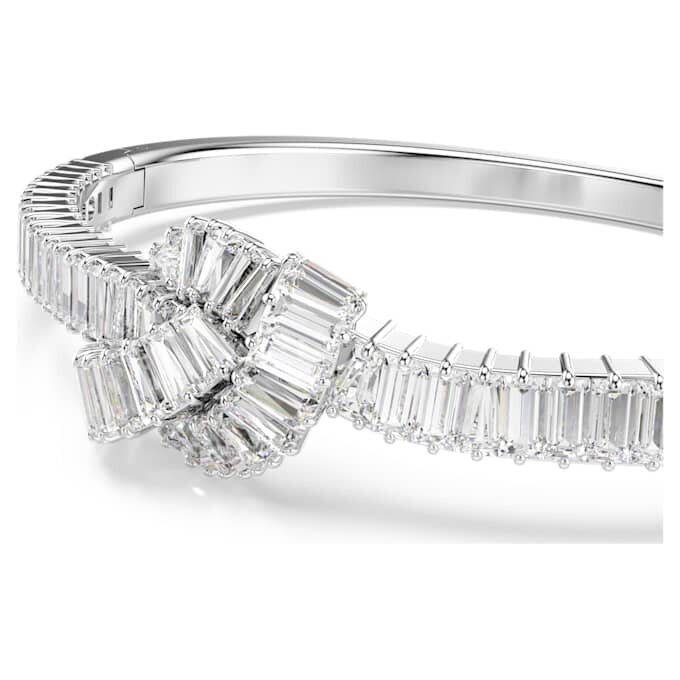 Matrix-Armreif im Baguette-Schliff, Knoten, weiss, rhodiniert Matrix-Armreif im Baguette-Schliff, Knoten, weiss, rhodiniert