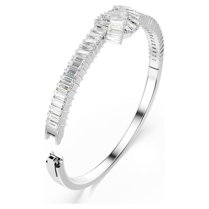 Matrix-Armreif im Baguette-Schliff, Knoten, weiss, rhodiniert Matrix-Armreif im Baguette-Schliff, Knoten, weiss, rhodiniert