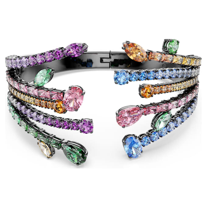 Matrix-Armreif mit gemischten Schliffen, Bouquet, mehrfarbig, rutheniumbeschichtet Matrix-Armreif mit gemischten Schliffen, Bouquet, mehrfarbig, rutheniumbeschichtet