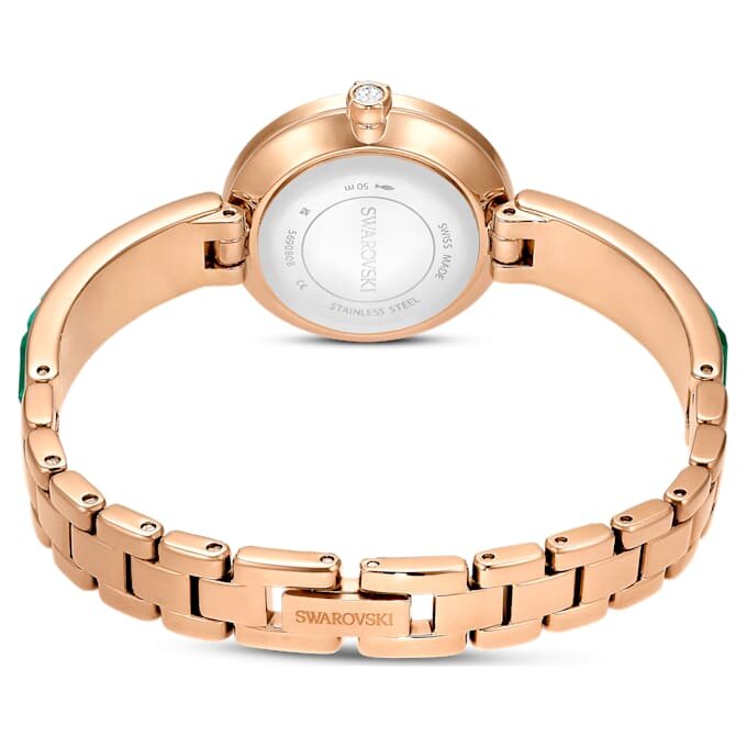 Matrix Armreif-Uhr Swiss Made, Kristall-Armband, grün, champagnerfarbene Goldoptik Matrix Armreif-Uhr Swiss Made, Kristall-Armband, grün, champagnerfarbene Goldoptik