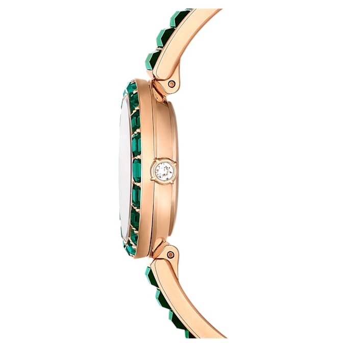 Matrix Armreif-Uhr Swiss Made, Kristall-Armband, grün, champagnerfarbene Goldoptik Matrix Armreif-Uhr Swiss Made, Kristall-Armband, grün, champagnerfarbene Goldoptik
