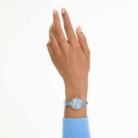 Matrix Armreifuhr Swiss Made, Kristallarmband, Blau, Edelstahl