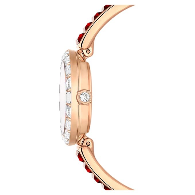 Matrix Armreifuhr Swiss Made, Kristallarmband, rot, roségoldfarben Matrix Armreifuhr Swiss Made, Kristallarmband, rot, roségoldfarben