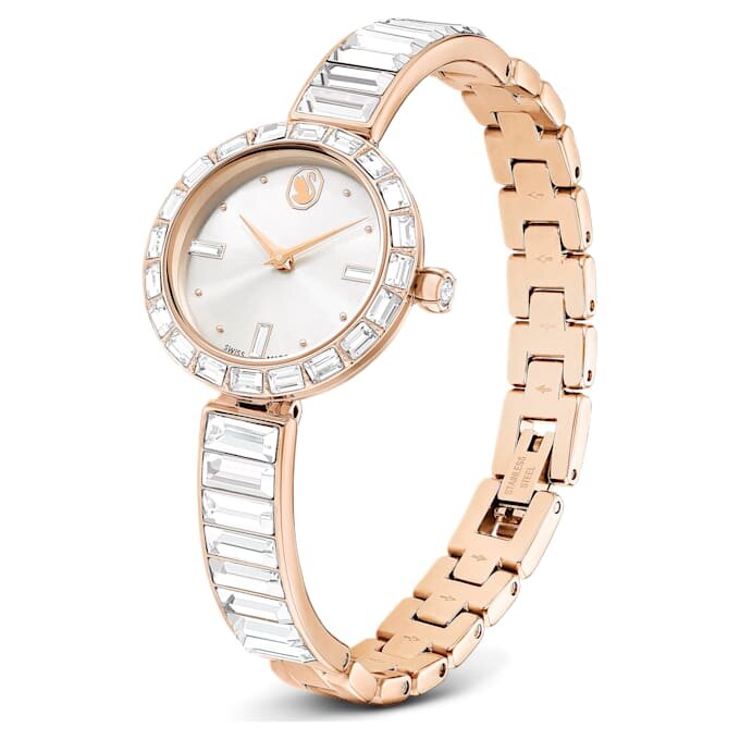 Matrix Armreih-Uhr Swiss Made, Kristall-Armband, weiss, roségoldfarbenes Finish Matrix Armreih-Uhr Swiss Made, Kristall-Armband, weiss, roségoldfarbenes Finish