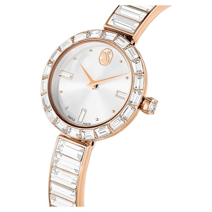 Matrix Armreih-Uhr Swiss Made, Kristall-Armband, weiss, roségoldfarbenes Finish Matrix Armreih-Uhr Swiss Made, Kristall-Armband, weiss, roségoldfarbenes Finish