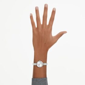 Matrix Armreih-Uhr Swiss Made, Kristallarmband, weiss, Edelstahl