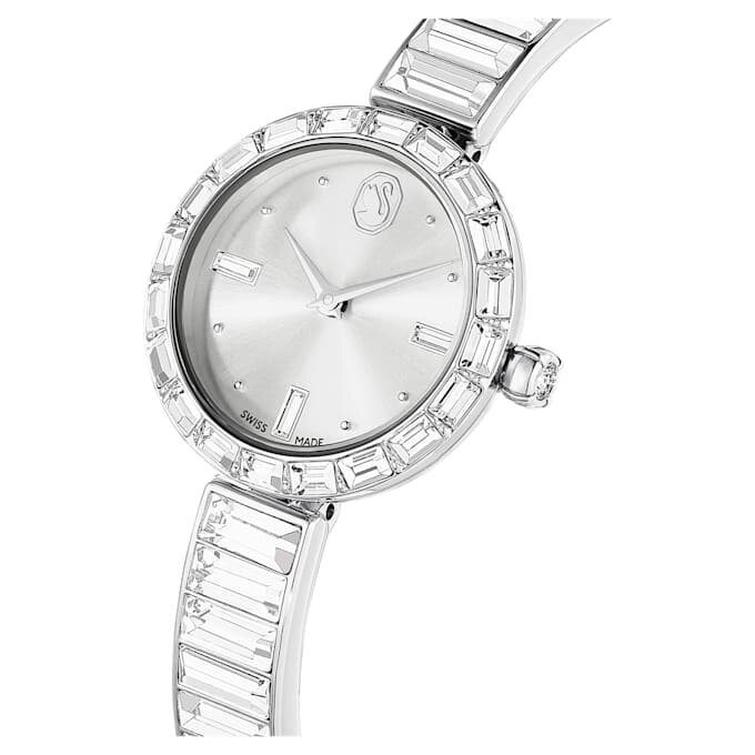 Matrix Armreih-Uhr Swiss Made, Kristallarmband, weiss, Edelstahl Matrix Armreih-Uhr Swiss Made, Kristallarmband, weiss, Edelstahl