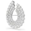 Matrix-Brosche, Rundschliff, weiss, rhodiniert Matrix-Brosche, Rundschliff, weiss, rhodiniert