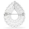 Matrix-Brosche, Rundschliff, weiss, rhodiniert Matrix-Brosche, Rundschliff, weiss, rhodiniert