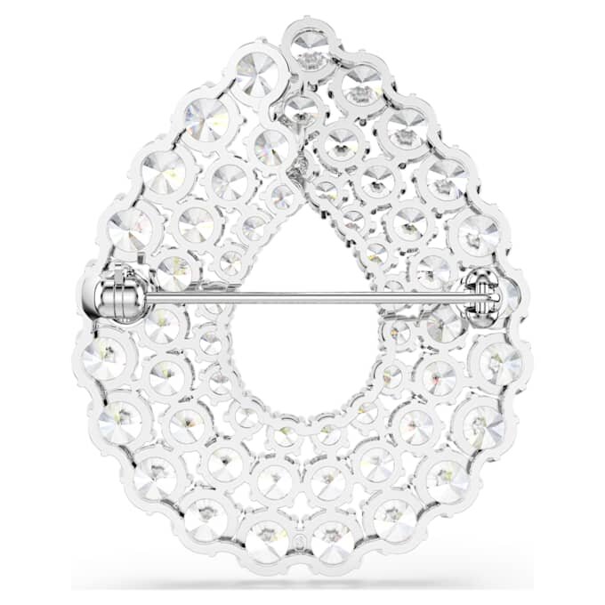 Matrix-Brosche, Rundschliff, weiss, rhodiniert Matrix-Brosche, Rundschliff, weiss, rhodiniert