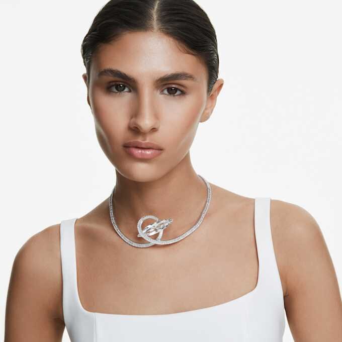 Matrix-Choker im Baguette-Schliff, weiss, rhodiniert Matrix-Choker im Baguette-Schliff, weiss, rhodiniert