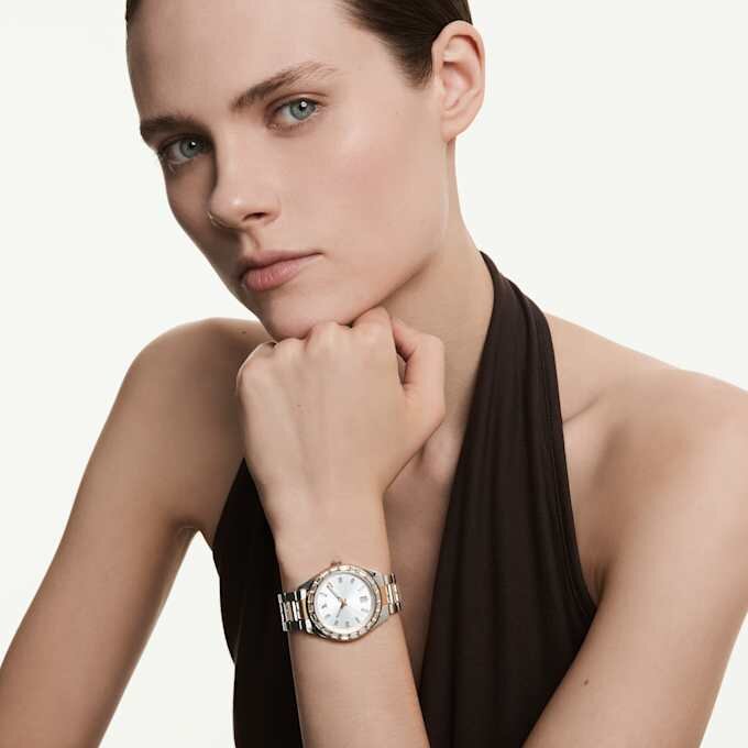 Matrix Date Uhr Swiss Made, Metallarmband, roségoldfarben, Mischmetall-Finish Matrix Date Uhr Swiss Made, Metallarmband, roségoldfarben, Mischmetall-Finish
