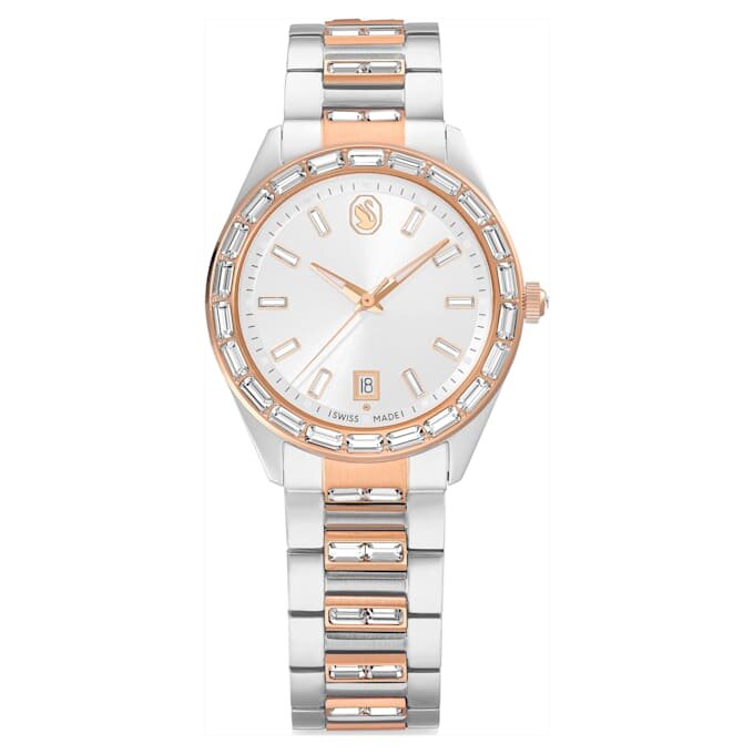 Matrix Date Uhr Swiss Made, Metallarmband, roségoldfarben, Mischmetall-Finish Matrix Date Uhr Swiss Made, Metallarmband, roségoldfarben, Mischmetall-Finish