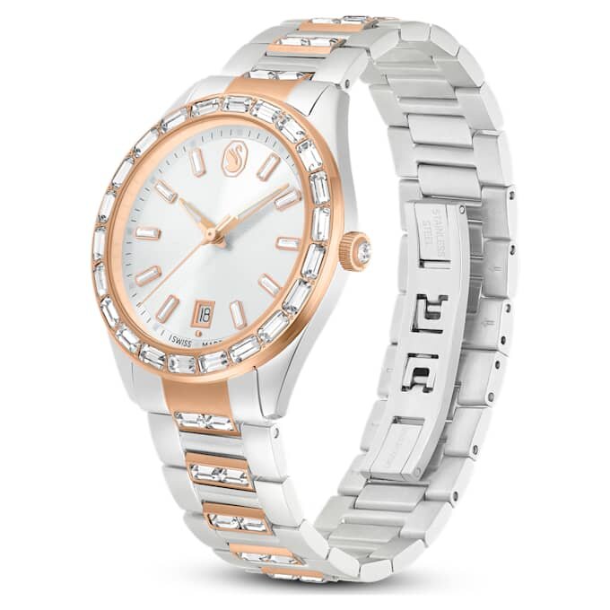 Matrix Date Uhr Swiss Made, Metallarmband, roségoldfarben, Mischmetall-Finish Matrix Date Uhr Swiss Made, Metallarmband, roségoldfarben, Mischmetall-Finish