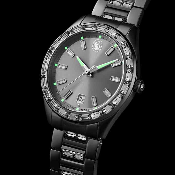 Matrix Date Uhr Swiss Made, Metallarmband, silberfarben, Edelstahl Matrix Date Uhr Swiss Made, Metallarmband, silberfarben, Edelstahl