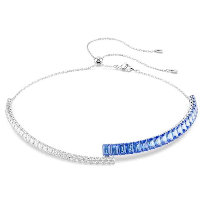 Matrix-Halskette mit gemischten Schliffen, blau, rhodiniert Matrix-Halskette mit gemischten Schliffen, blau, rhodiniert