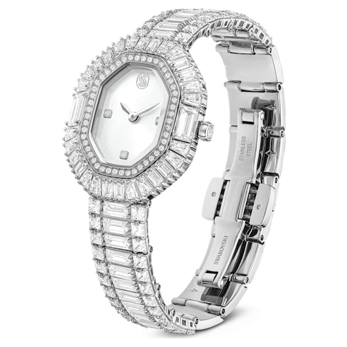 Matrix Octagon Uhr mit Baguette-Schliff, Metallarmband, silberfarben, Edelstahl Matrix Octagon Uhr mit Baguette-Schliff, Metallarmband, silberfarben, Edelstahl