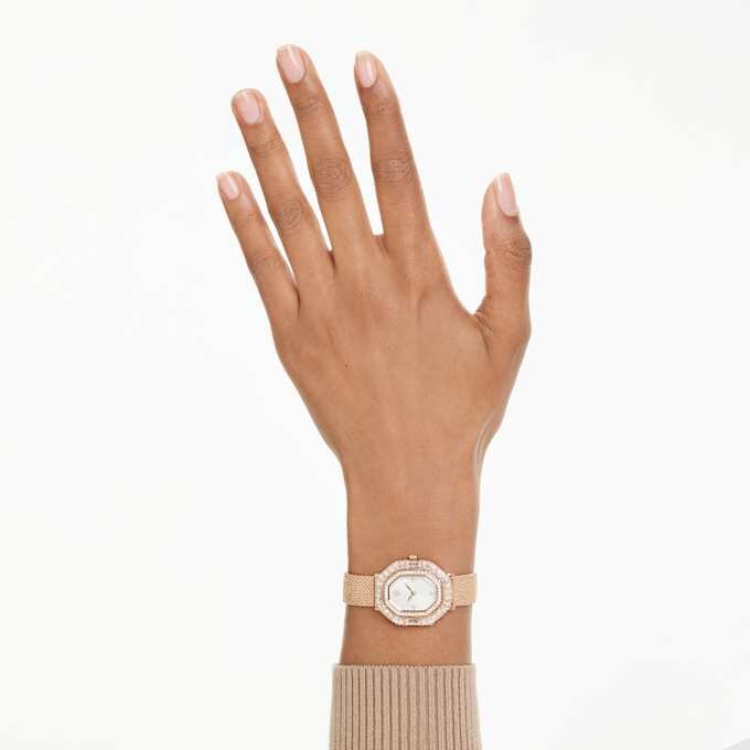 Matrix Octagon Uhr mit Metallarmband, Roségold-Farbton, roségoldfarbene Oberfläche Matrix Octagon Uhr mit Metallarmband, Roségold-Farbton, roségoldfarbene Oberfläche