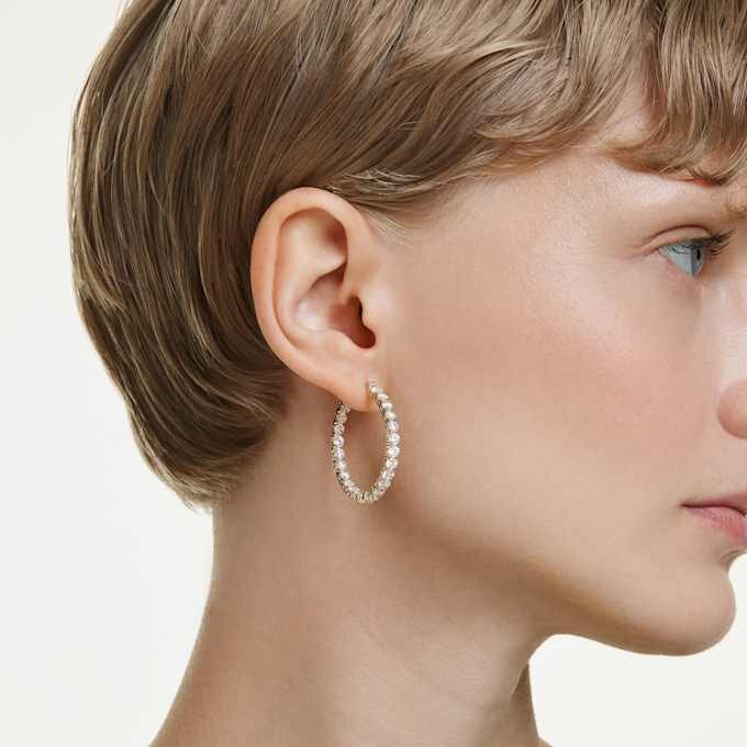 Matrix Ohrringe mit rundem Schliff, weiss, goldfarben plattiert Matrix Ohrringe mit rundem Schliff, weiss, goldfarben plattiert