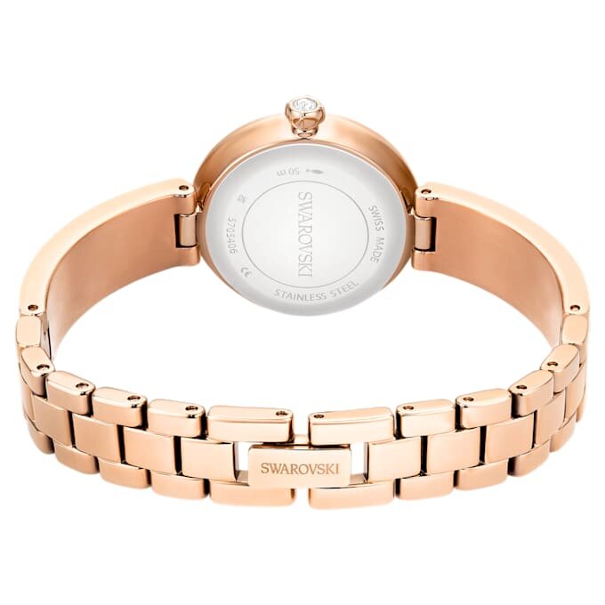 Matrix Pearl Armreif-Armband-Uhr Swiss Made, Kristall-Armband, weiss, roségoldfarben Matrix Pearl Armreif-Armband-Uhr Swiss Made, Kristall-Armband, weiss, roségoldfarben