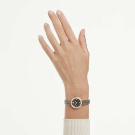 Matrix Pearl Armreih-Uhr Swiss Made, Kristall-Armband, schwarz, roségoldfarbenes Finish Matrix Pearl Armreih-Uhr Swiss Made, Kristall-Armband, schwarz, roségoldfarbenes Finish