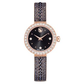 Matrix Pearl Armreih-Uhr Swiss Made, Kristall-Armband, schwarz, roségoldfarbenes Finish Matrix Pearl Armreih-Uhr Swiss Made, Kristall-Armband, schwarz, roségoldfarbenes Finish