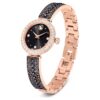 Matrix Pearl Armreih-Uhr Swiss Made, Kristall-Armband, schwarz, roségoldfarbenes Finish