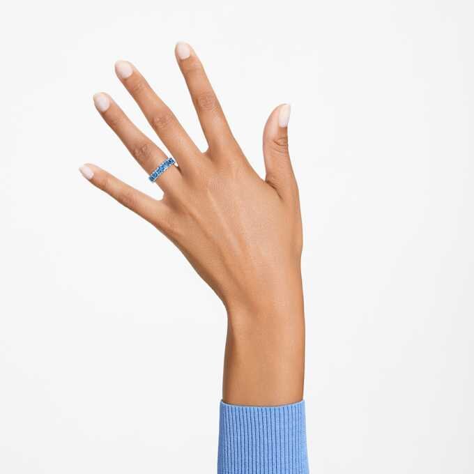 Matrix-Ring im Baguette-Schliff, blau, rhodiniert Matrix-Ring im Baguette-Schliff, blau, rhodiniert