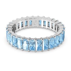 Matrix-Ring im Baguette-Schliff, blau, rhodiniert