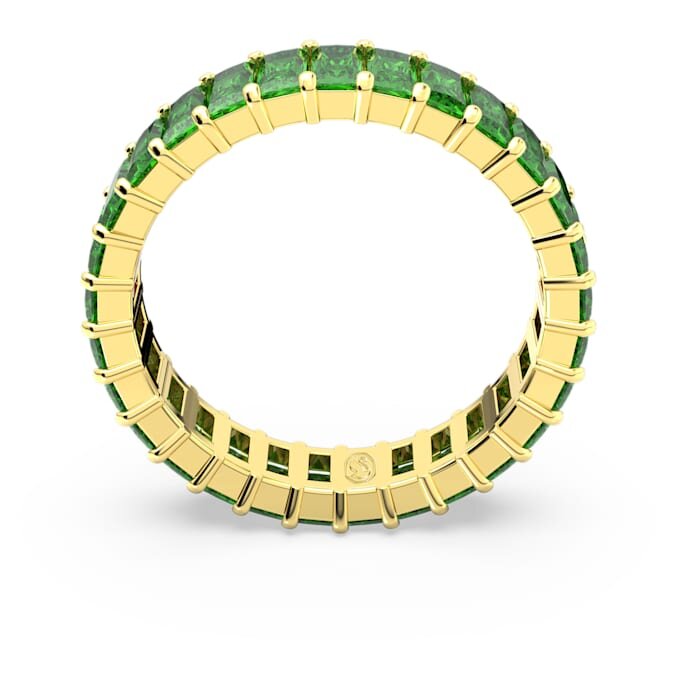 Matrix-Ring im Baguette-Schliff, grün, goldfarben plattiert Matrix-Ring im Baguette-Schliff, grün, goldfarben plattiert