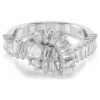 Matrix-Ring im Baguette-Schliff, Knoten, weiss, rhodiniert Matrix-Ring im Baguette-Schliff, Knoten, weiss, rhodiniert