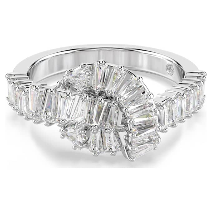 Matrix-Ring im Baguette-Schliff, Knoten, weiss, rhodiniert Matrix-Ring im Baguette-Schliff, Knoten, weiss, rhodiniert