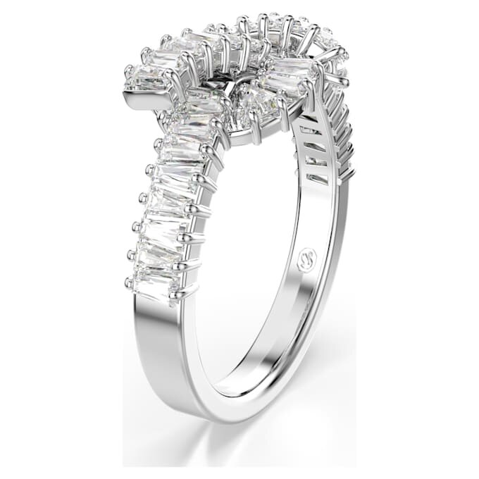 Matrix-Ring im Baguette-Schliff, Knoten, weiss, rhodiniert Matrix-Ring im Baguette-Schliff, Knoten, weiss, rhodiniert