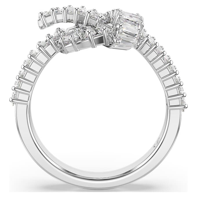Matrix-Ring im Baguette-Schliff, Knoten, weiss, rhodiniert Matrix-Ring im Baguette-Schliff, Knoten, weiss, rhodiniert