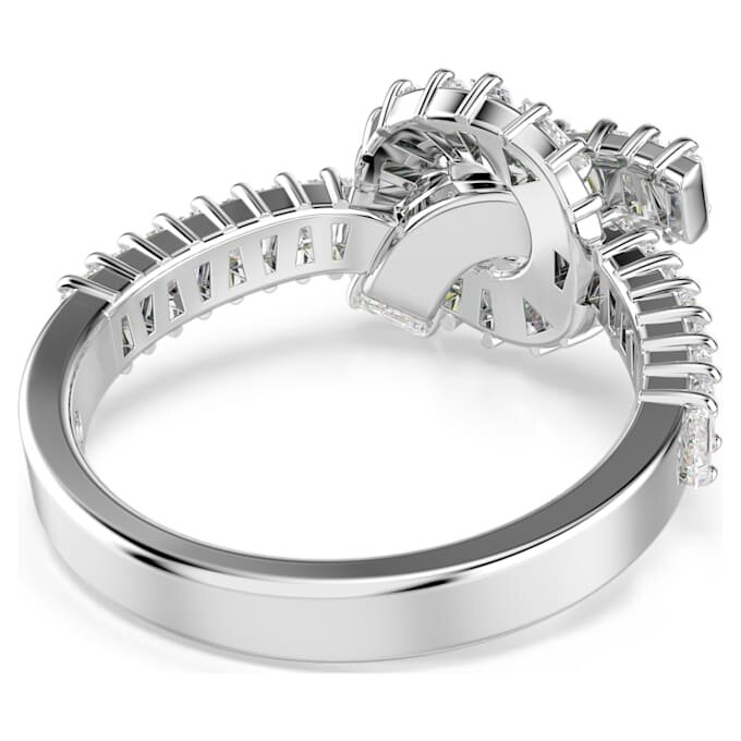 Matrix-Ring im Baguette-Schliff, Knoten, weiss, rhodiniert Matrix-Ring im Baguette-Schliff, Knoten, weiss, rhodiniert