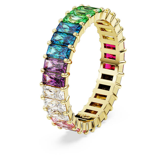 Matrix-Ring im Baguette-Schliff, mehrfarbig, goldfarben plattiert Matrix-Ring im Baguette-Schliff, mehrfarbig, goldfarben plattiert