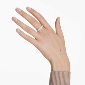 Matrix-Ring im Baguette-Schliff, weiss, silberfarben