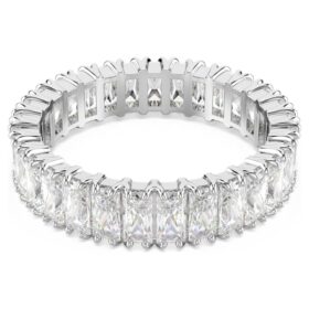 Matrix-Ring im Baguette-Schliff, weiss, silberfarben