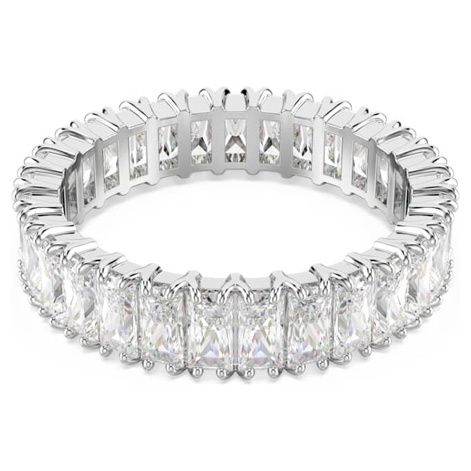 Matrix-Ring im Baguette-Schliff, weiss, silberfarben Matrix-Ring im Baguette-Schliff, weiss, silberfarben