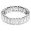 Matrix-Ring im Baguette-Schliff, weiss, silberfarben Matrix-Ring im Baguette-Schliff, weiss, silberfarben